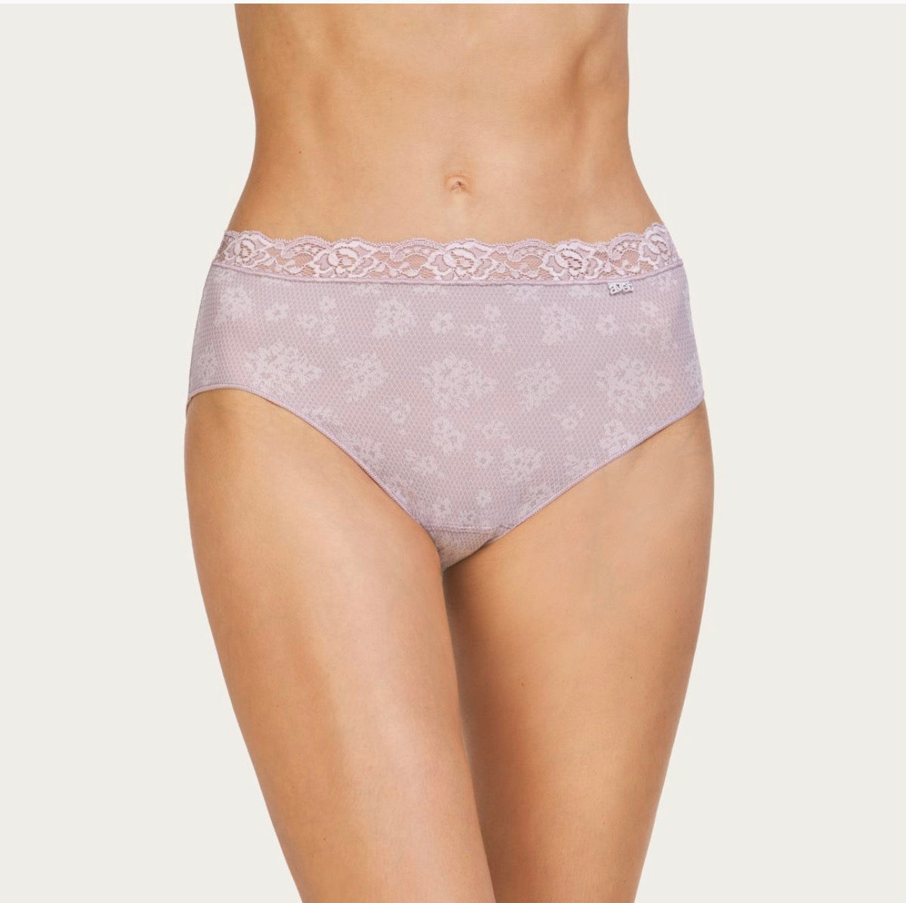 Braga midi de microfibra con jacquard floral y blonda ref 32080