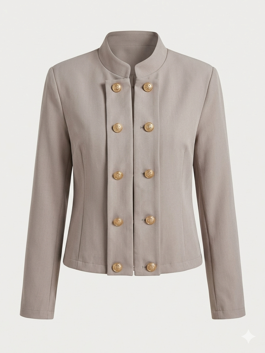 Chaqueta beige con botones dorados