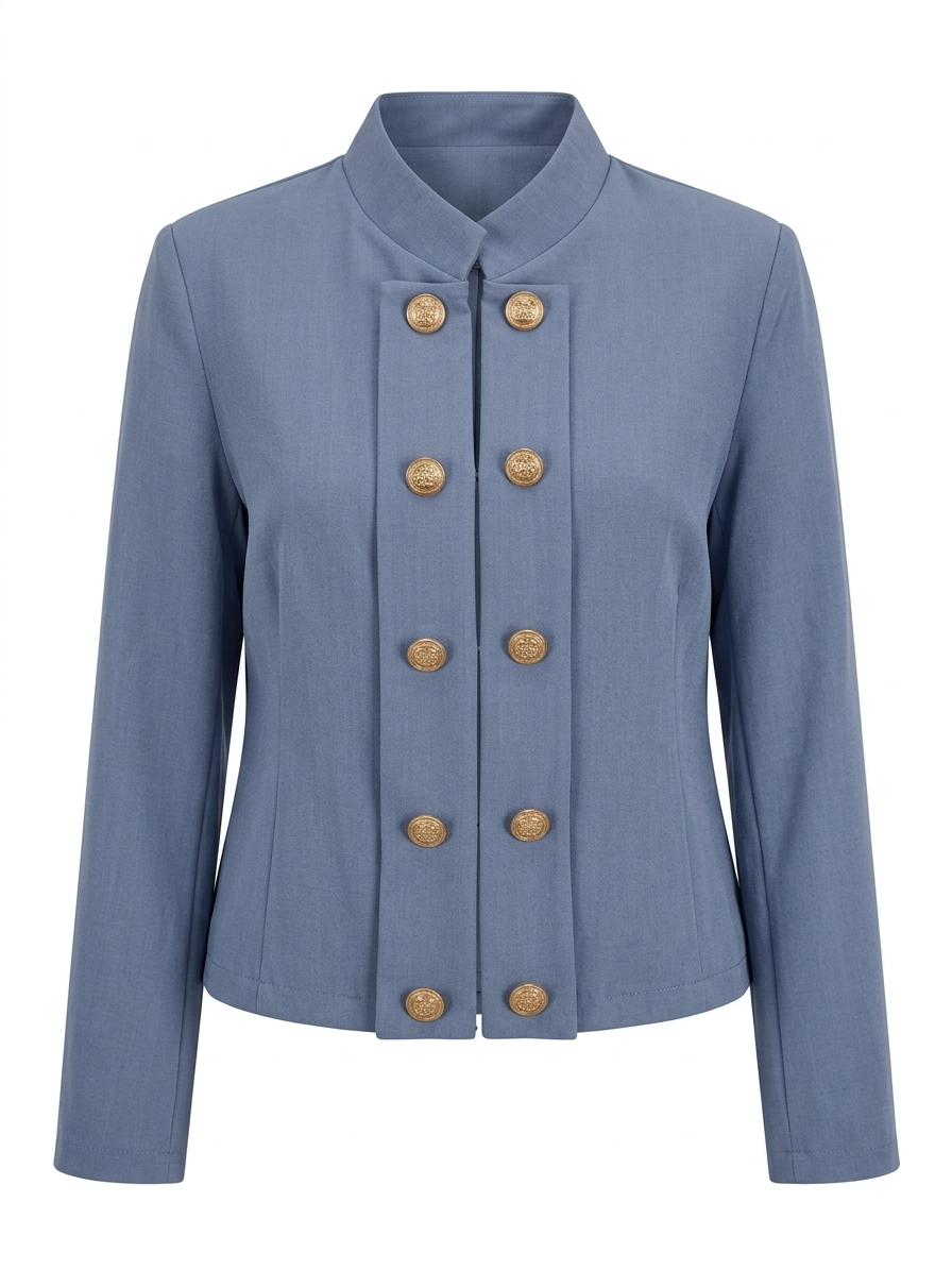 Chaqueta azul con botones dorados