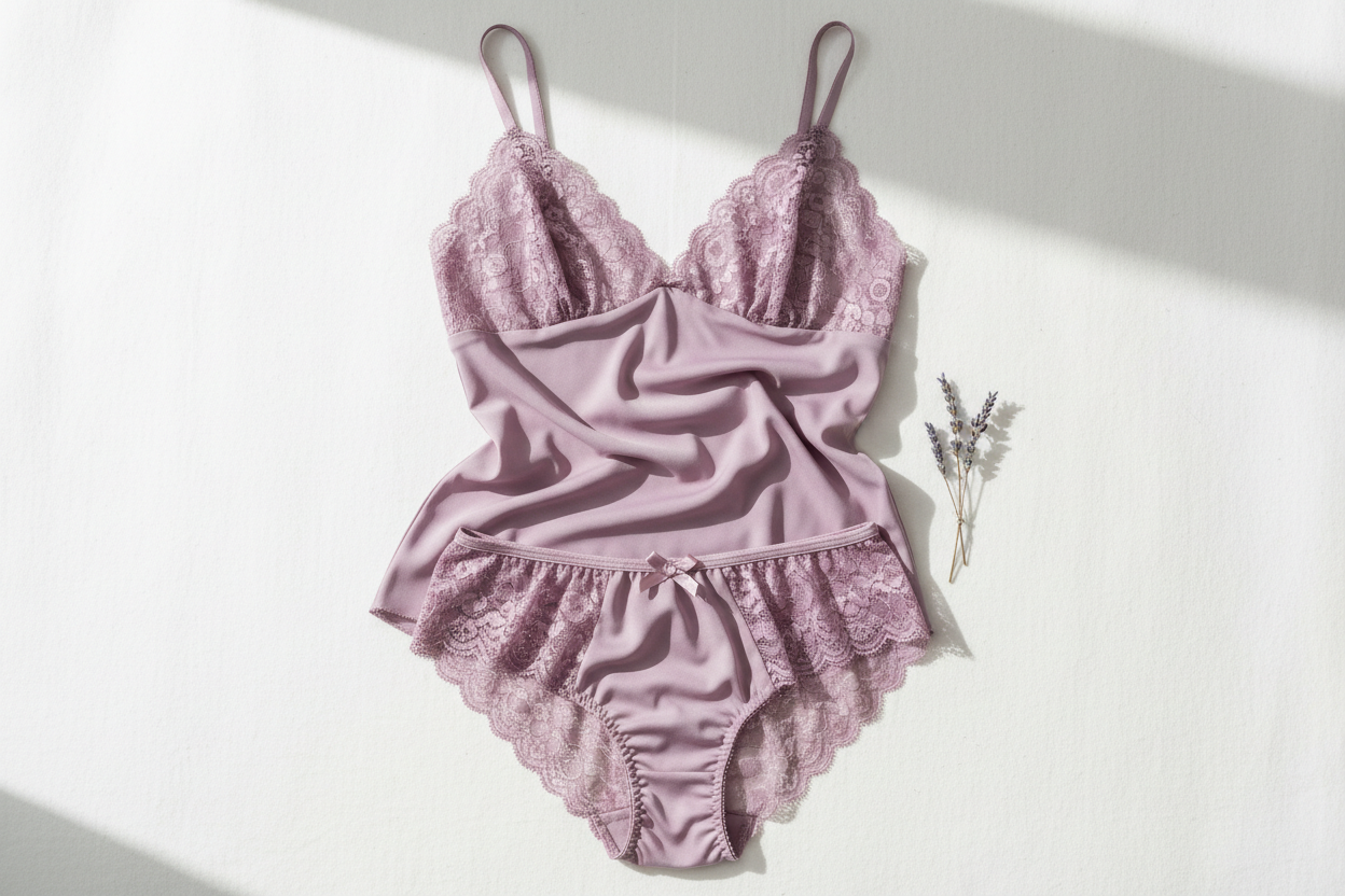 Conjunto malva flat lay